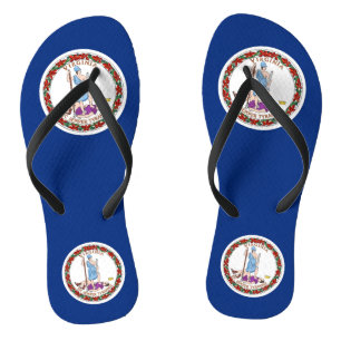 Adult Slim Straps with Flag of Virginia, USA Jandals