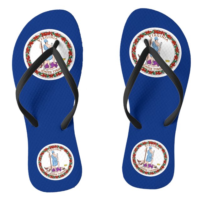 Adult Slim Straps with Flag of Virginia, USA Jandals (Footbed)