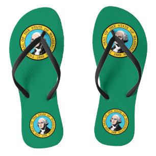 Adult Slim Straps with Flag of Washington, USA Jandals