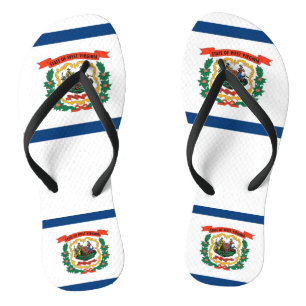 Adult Slim Straps with Flag of West Virginia Jandals