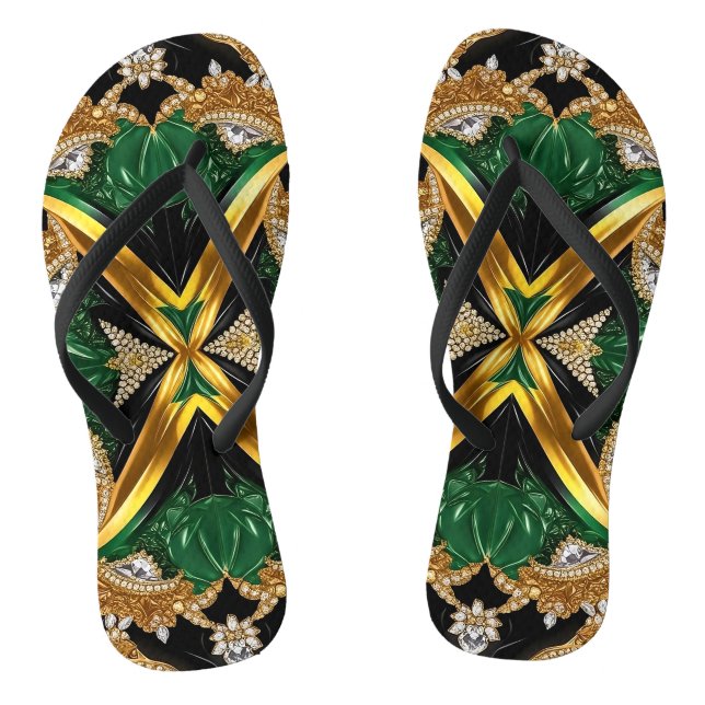 Adult Slim Straps with Jamaican Colours Jandals (Footbed)