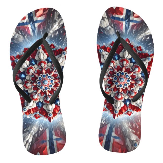 Adult Slim Straps with Norway Colours Jandals (Footbed)