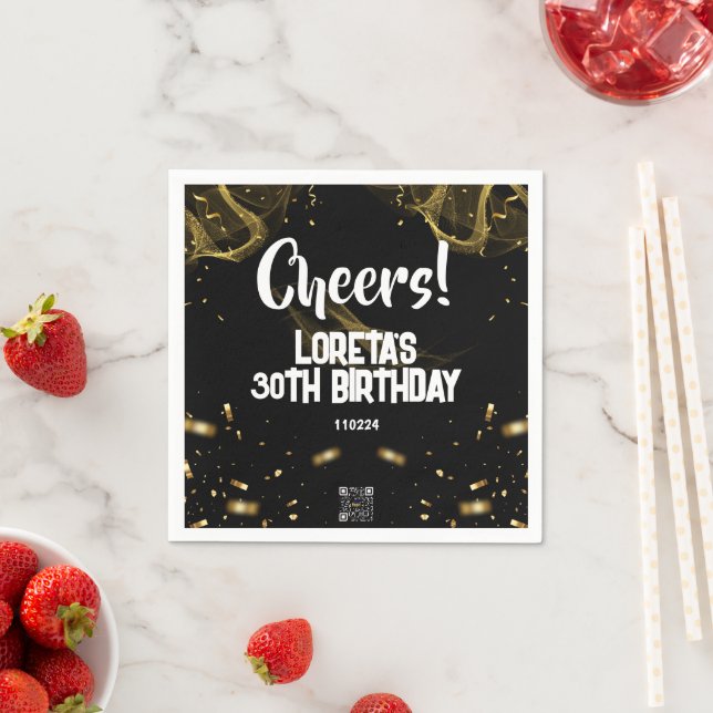 Adult Surprise Birthday Napkin Black (Insitu)