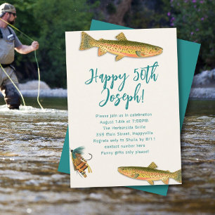 Adult Trout Fishing Themed Party Invitations