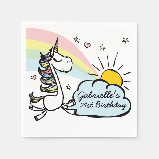 Adult Unicorn Birthday Napkin (Front)