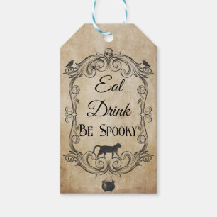 Adult Vintage Gothic Skull Halloween Party Gift Tags