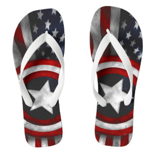 Adult, Wide Strap Flip Flops/American Flag Jandals