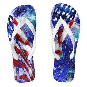 Adult, Wide Strap Flip Flops/American Flag Jandals