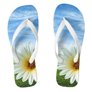 Adult, Wide Strap Flip Flops/Daisy Jandals