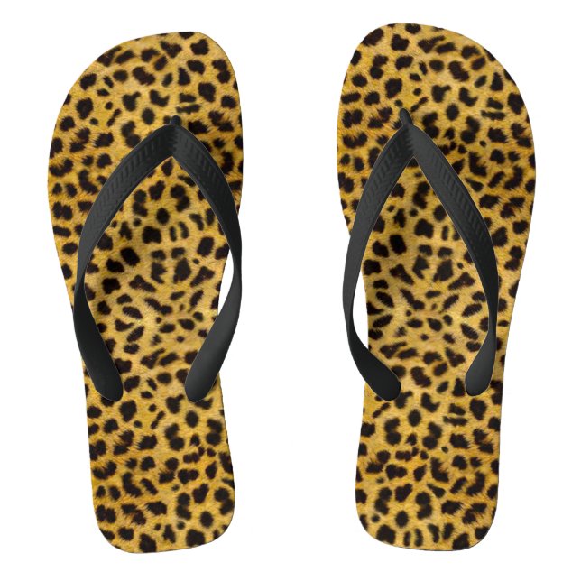 Adult, Wide Strap Flip Flops/Leopard Print Jandals (Footbed)