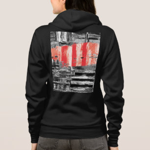 Adult Zip-Up Hoodie – Red Pulse Abstract Design