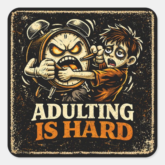 Adulting Is Hard – Millennial Life Humor Relatable Square Sticker (Front)