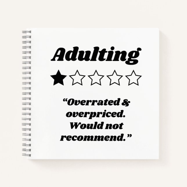 Adulting One Star Review Notebook (Front)