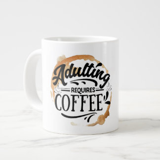 ADULTING REQUIRES COFFEE - COFFEE LOVE LARGE COFFEE MUG
