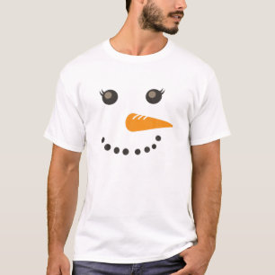 Adults Funny Christmas For Kids Snowman Face T-Shirt