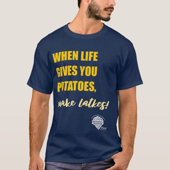 Adults' Hanukkah Shirt - "Make latkes" (Front)