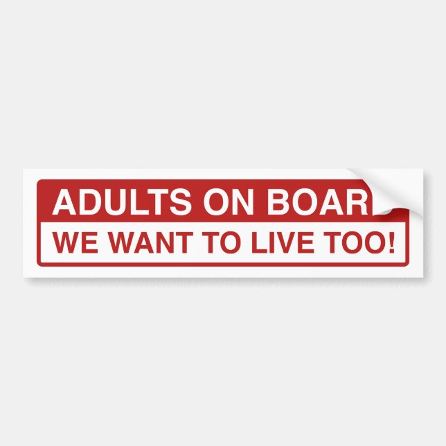 Adults On Board Bumper Sticker (Front)