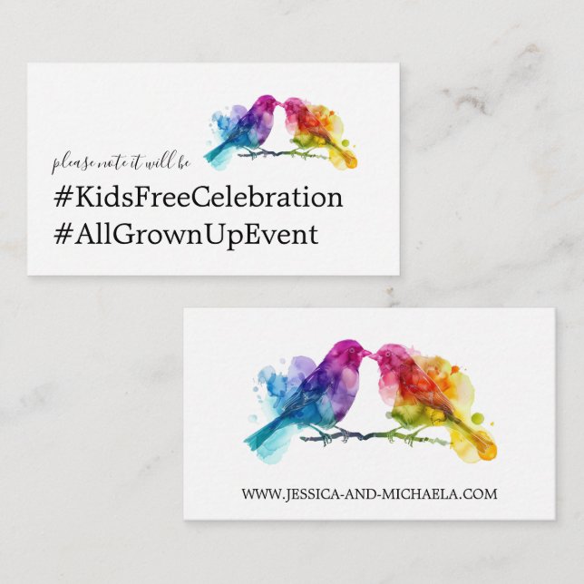 Adults Only LGBTQ+  Rainbow Lovebirds Enclosure Card (Front/Back)