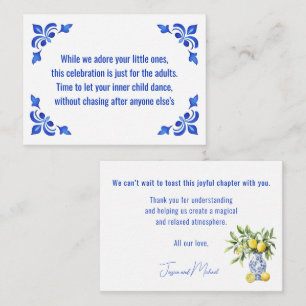 Adults-Only Wedding💙🍋 Azul & Limone Enclosure Card