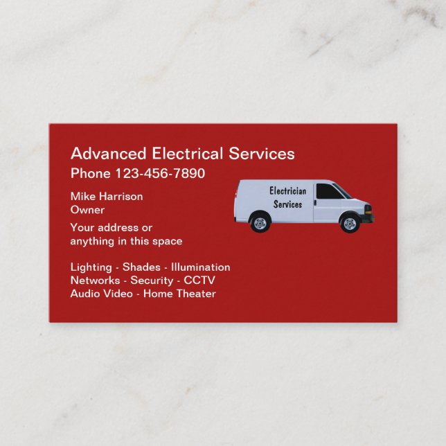 Advance Electrician Services Business Card (Front)