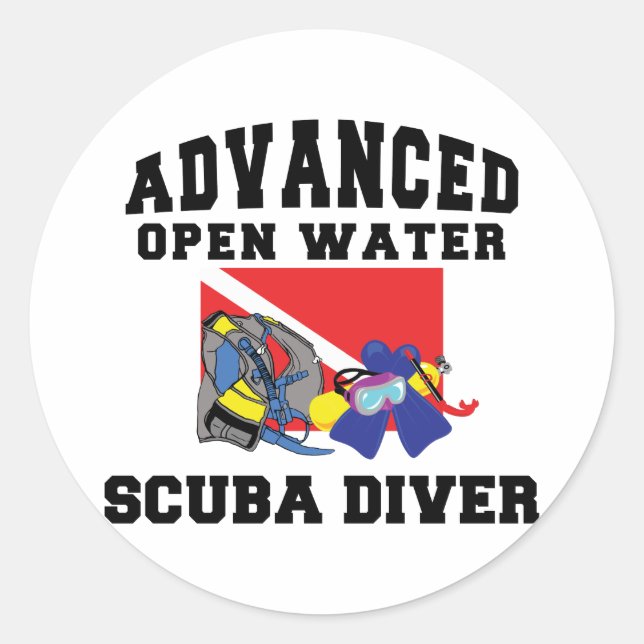 Advanced Open Water SCUBA Diver Classic Round Sticker (Front)