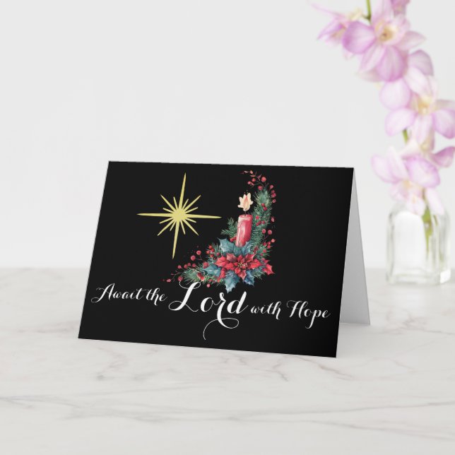 Advent Await the Lord with Hope Christmas Star Card (Orchid)