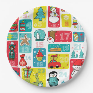 Advent Calendar Cartoon style Paper Plate