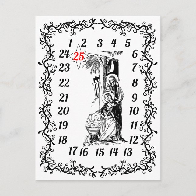 Advent Calendar Christmas Countdown Religious Postcard (Front)