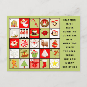 Advent Calendar Christmas Holiday Postcard