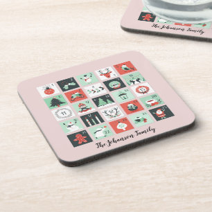 Advent Calendar Merry Christmas Family Name Coaster