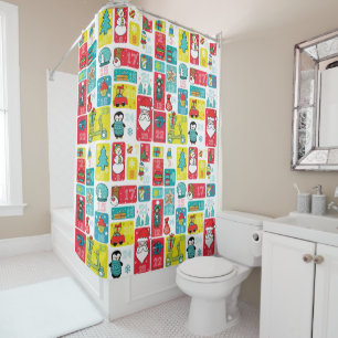 Advent Calendar Modern Fun Christmas Shower Curtain