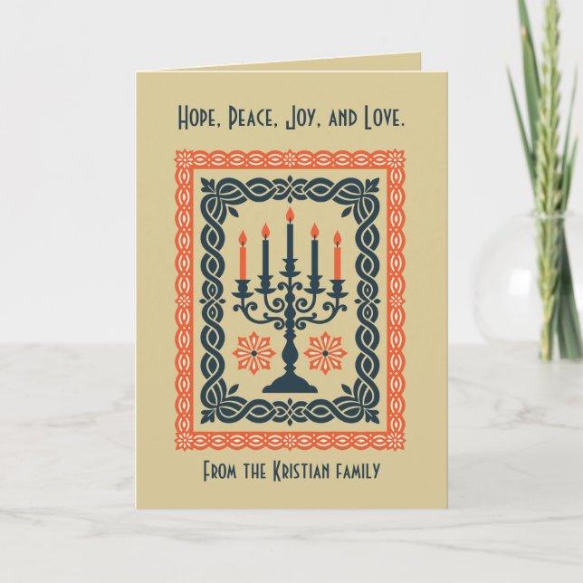 Advent Candelabra Minimal Stylized Nordic Christma Card (Front)