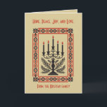 Advent Candelabra Stylized Minimal Nordic Christma Card<br><div class="desc">Advent Candelabra Stylized Minimal Nordic Christmas is an image of candles in a simple and straightforward style. Embrace the serene beauty of the Advent season with a bold and simple graphic silhouette with a minimal and natural palette. The front greeting "from the Kristian family" message adds a custom seasonal greeting,...</div>