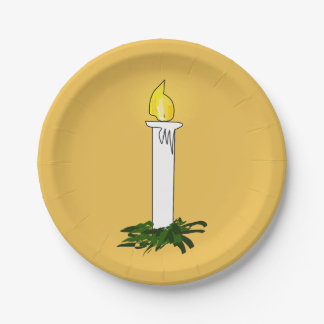 Advent Candle Dark Yellow Paper Plate