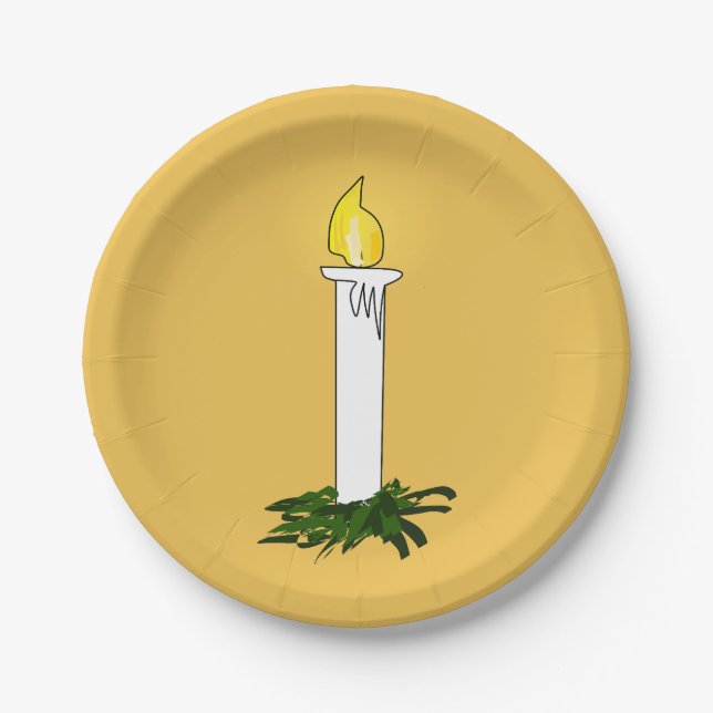 Advent Candle Dark Yellow Paper Plate (Front)
