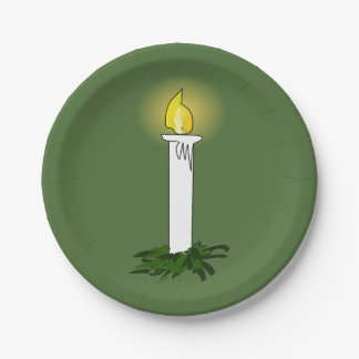 Advent Candle Green Paper Plate