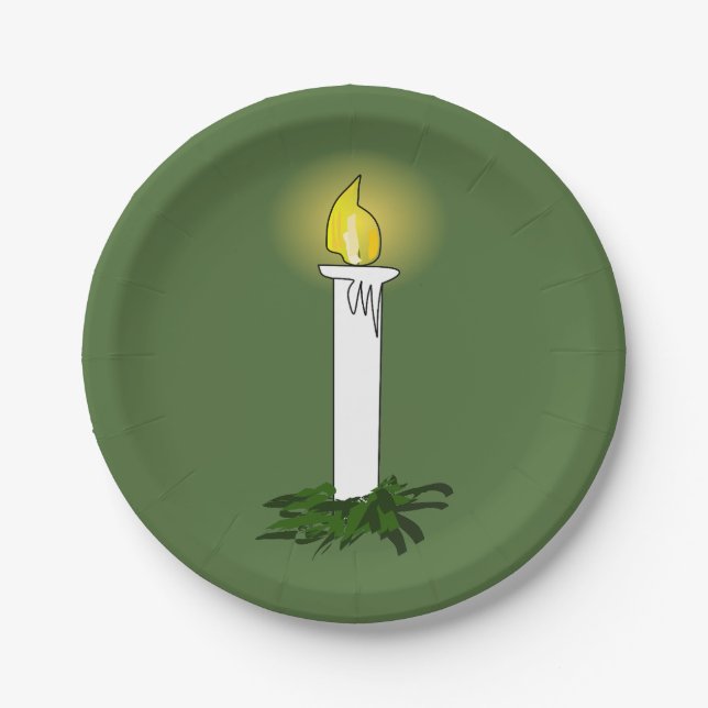 Advent Candle Green Paper Plate (Front)