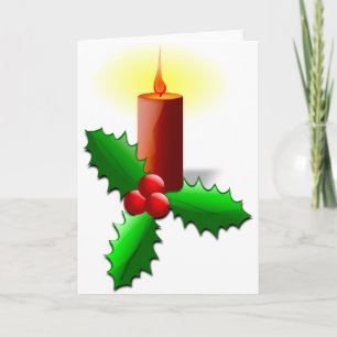 Advent Candle with Holly Holiday Card