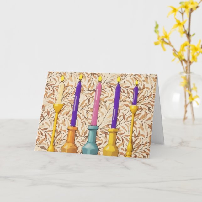 Advent Candles Lit Up Christmas Card (Yellow Flower)