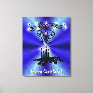 Advent, Christmas Artdeco on Blue Green Rainbow Canvas Print