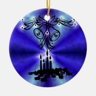 Advent, Christmas Artdeco on Blue Green Rainbow Ceramic Tree Decoration