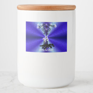 Advent, Christmas Artdeco on Blue Green Rainbow Food Label