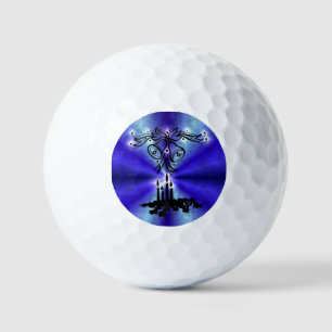 Advent, Christmas Artdeco on Blue Green Rainbow Golf Balls