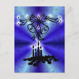 Advent, Christmas Artdeco on blue green Rainbow Holiday Postcard