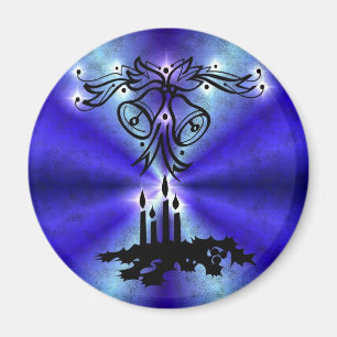Advent, Christmas Artdeco on Blue Green Rainbow Magnet