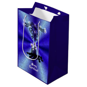 Advent, Christmas Artdeco on Blue Green Rainbow Medium Gift Bag