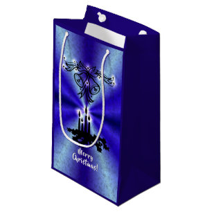 Advent, Christmas Artdeco on Blue Green Rainbow Small Gift Bag