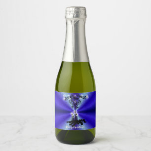 Advent, Christmas Artdeco on Blue Green Rainbow Sparkling Wine Label