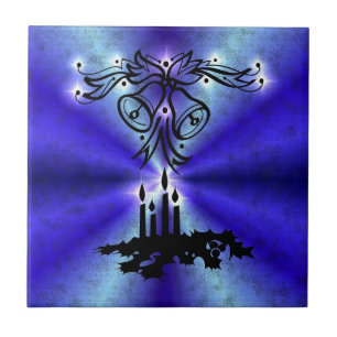 Advent, Christmas Artdeco on Blue Green Rainbow Tile