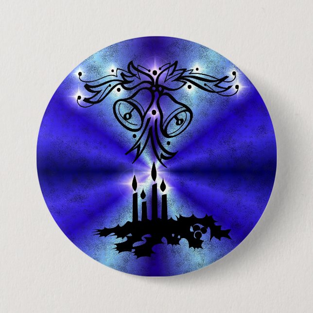 Advent, Christmas Magic on Blue 7.5 Cm Round Badge (Front)